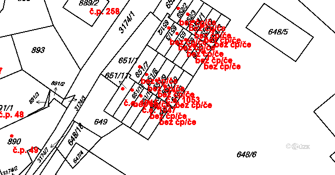 Příbram I 1053, Příbram na parcele st. 651/10 v KÚ Příbram, Katastrální mapa