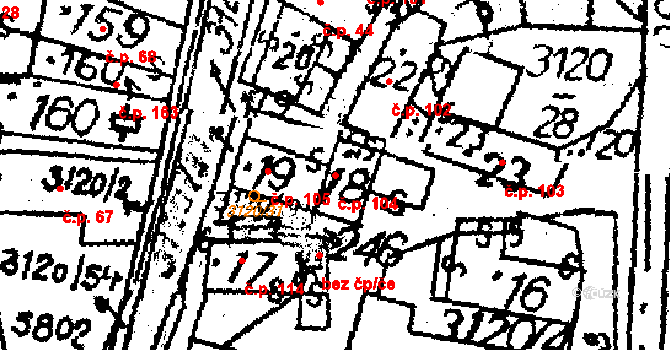 Havlíčkova Borová 104 na parcele st. 18 v KÚ Havlíčkova Borová, Katastrální mapa