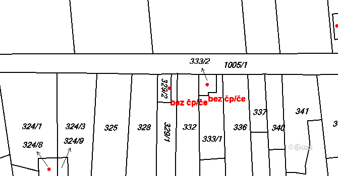 Holešov 94154279 na parcele st. 329/2 v KÚ Všetuly, Katastrální mapa
