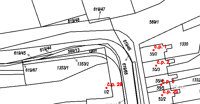 Sulimov 40 na parcele st. 1/1 v KÚ Sulimov, Katastrální mapa