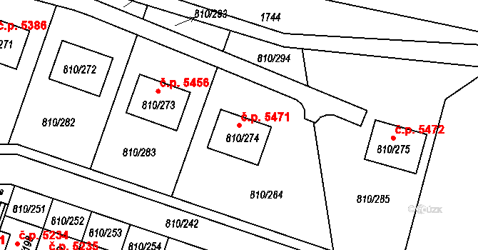 Proseč nad Nisou 5471, Jablonec nad Nisou na parcele st. 810/274 v KÚ Proseč nad Nisou, Katastrální mapa