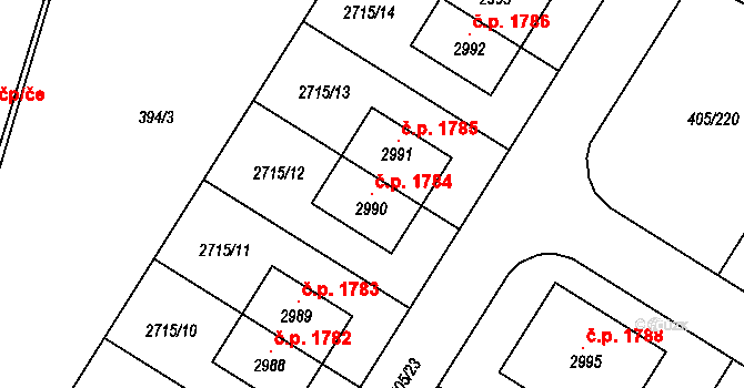 Kateřinky 1784, Opava na parcele st. 2990 v KÚ Kateřinky u Opavy, Katastrální mapa