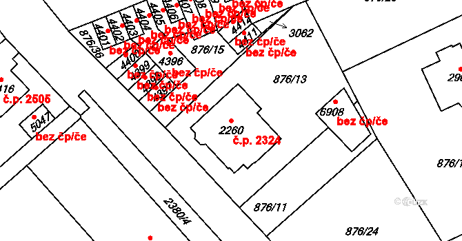 Jablonec nad Nisou 2324 na parcele st. 2260 v KÚ Jablonec nad Nisou, Katastrální mapa