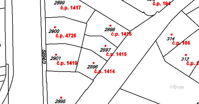 Jihlava 1415 na parcele st. 2897 v KÚ Jihlava, Katastrální mapa