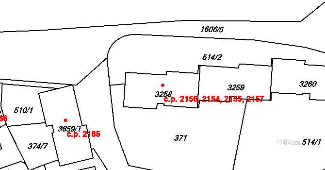 Nymburk 2154,2155,2156,2157 na parcele st. 3258 v KÚ Nymburk, Katastrální mapa