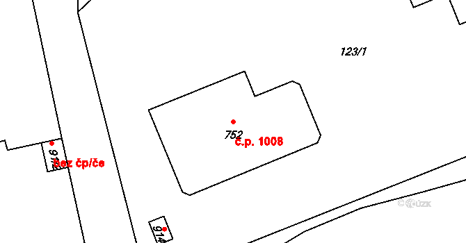 Rudná 1008 na parcele st. 752 v KÚ Dušníky u Rudné, Katastrální mapa
