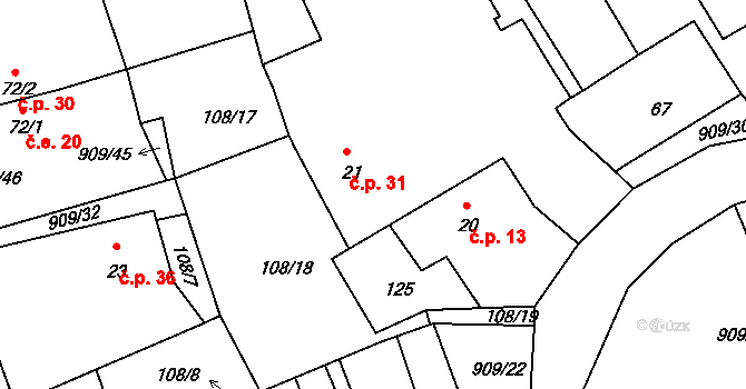 Drchlava 31, Chlum na parcele st. 21 v KÚ Drchlava, Katastrální mapa