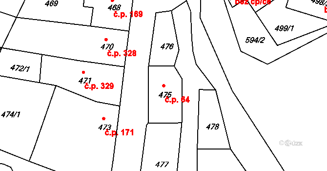 Hrádek nad Nisou 64 na parcele st. 475 v KÚ Hrádek nad Nisou, Katastrální mapa