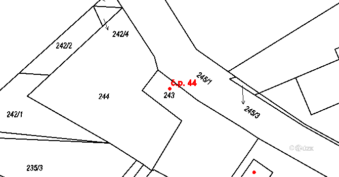 Lochovice 44 na parcele st. 243 v KÚ Lochovice, Katastrální mapa