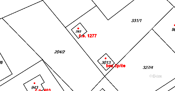 Ostravice 1277 na parcele st. 29/3 v KÚ Ostravice 1, Katastrální mapa