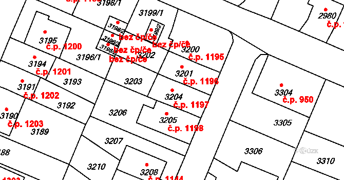 Děčín VI-Letná 1197, Děčín na parcele st. 3204 v KÚ Podmokly, Katastrální mapa