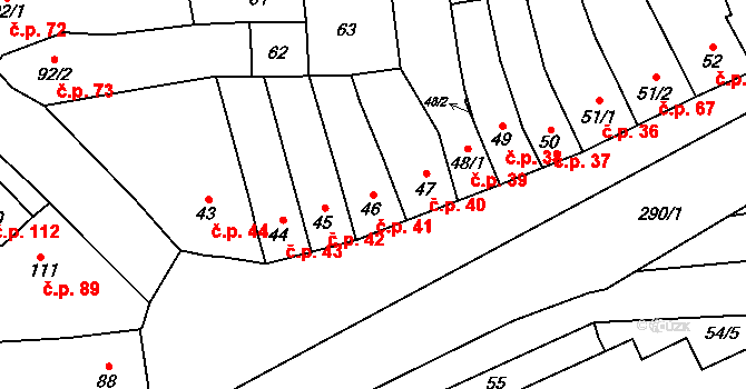 Lutín 41 na parcele st. 46 v KÚ Lutín, Katastrální mapa