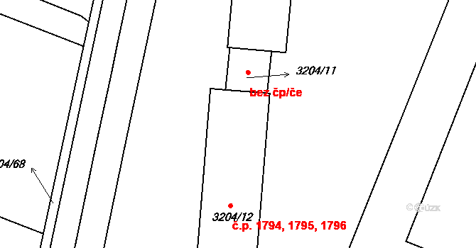 Roudnice nad Labem 1794,1795,1796 na parcele st. 3204/12 v KÚ Roudnice nad Labem, Katastrální mapa