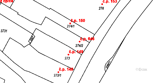 Hořice 646 na parcele st. 274/2 v KÚ Hořice v Podkrkonoší, Katastrální mapa