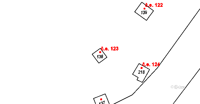 Libín 123 na parcele st. 138 v KÚ Libín, Katastrální mapa