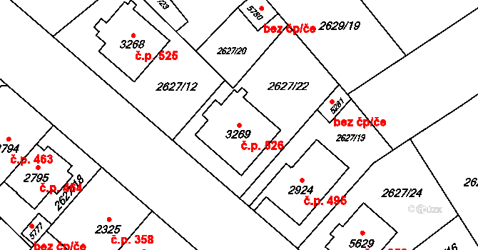 Kolín II 526, Kolín na parcele st. 3269 v KÚ Kolín, Katastrální mapa