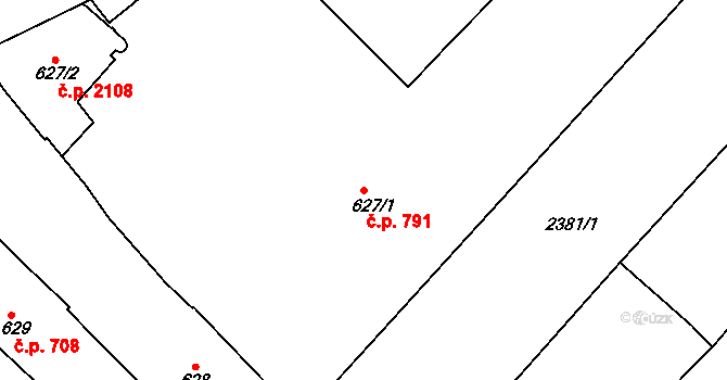 Nové Město 791, Praha na parcele st. 627/1 v KÚ Nové Město, Katastrální mapa