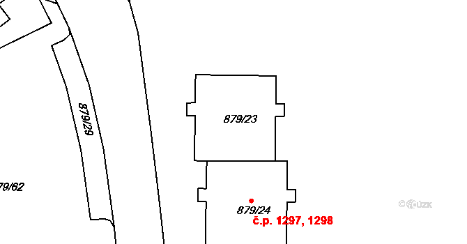 Krč 1297,1298, Praha na parcele st. 879/23 v KÚ Krč, Katastrální mapa