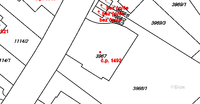 Dejvice 1492, Praha na parcele st. 3967 v KÚ Dejvice, Katastrální mapa