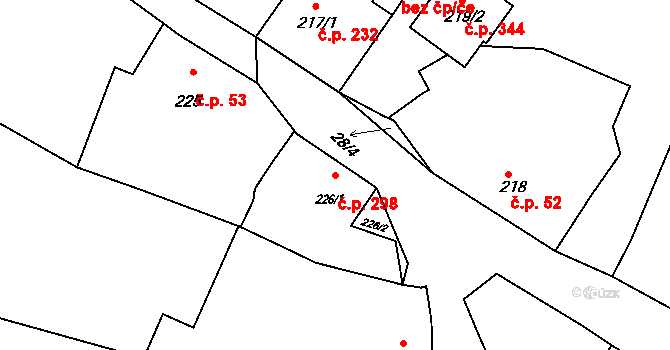 Deblín 298 na parcele st. 226/1 v KÚ Deblín, Katastrální mapa