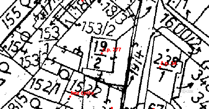 Zbraslavice 377 na parcele st. 19/2 v KÚ Zbraslavice, Katastrální mapa