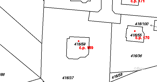 Chlum 169, Křemže na parcele st. 416/59 v KÚ Chlum u Křemže, Katastrální mapa