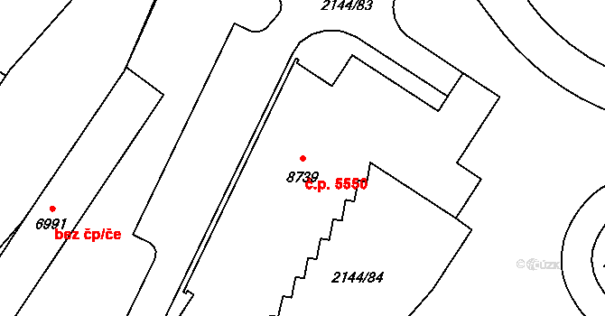 Zlín 5550 na parcele st. 8739 v KÚ Zlín, Katastrální mapa