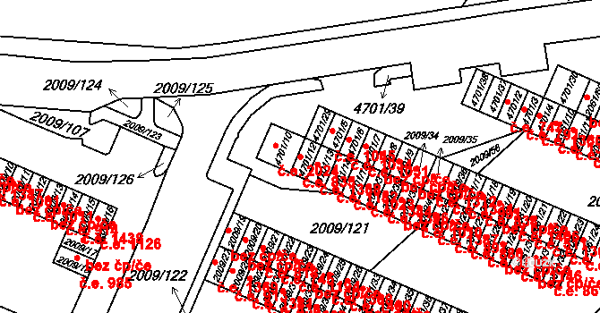 Chomutov 835 na parcele st. 4701/12 v KÚ Chomutov I, Katastrální mapa
