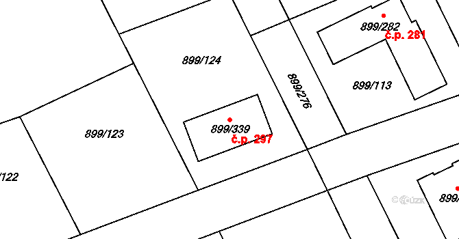 Skorotice 297, Ústí nad Labem na parcele st. 899/339 v KÚ Skorotice u Ústí nad Labem, Katastrální mapa