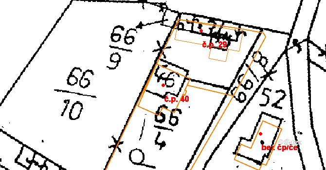 Lipina 40, Zbraslavice na parcele st. 46 v KÚ Lipina u Zruče nad Sázavou, Katastrální mapa