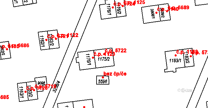 Zlín 5722 na parcele st. 1175/2 v KÚ Zlín, Katastrální mapa