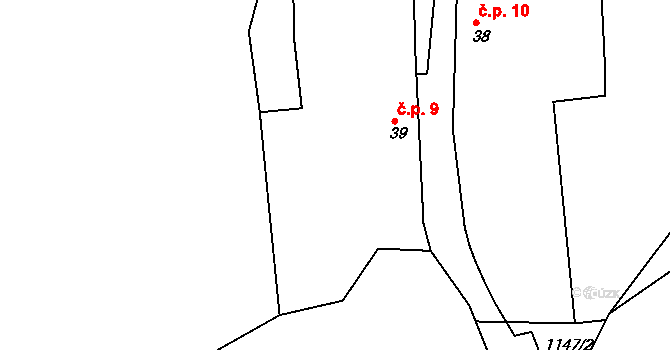 Radotín 9, Olbramovice na parcele st. 39 v KÚ Křešice u Olbramovic, Katastrální mapa