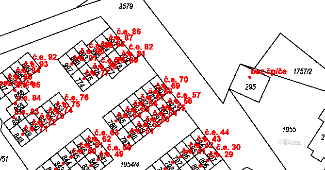 Krupka 70 na parcele st. 780 v KÚ Krupka, Katastrální mapa
