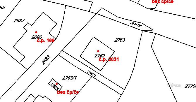 Poruba 2031, Ostrava na parcele st. 2762 v KÚ Poruba, Katastrální mapa