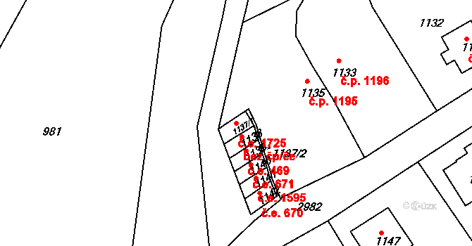 Děčín II-Nové Město 1725, Děčín na parcele st. 1137/1 v KÚ Děčín, Katastrální mapa