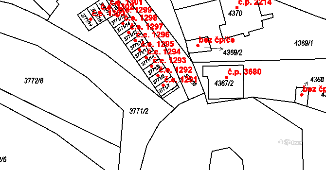 Znojmo 1291 na parcele st. 3771/7 v KÚ Znojmo-město, Katastrální mapa