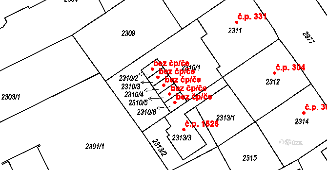 Opava 38086280 na parcele st. 2310/4 v KÚ Opava-Předměstí, Katastrální mapa