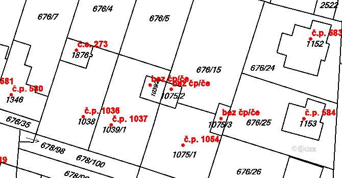 Rosice 42680280 na parcele st. 1075/2 v KÚ Rosice u Brna, Katastrální mapa
