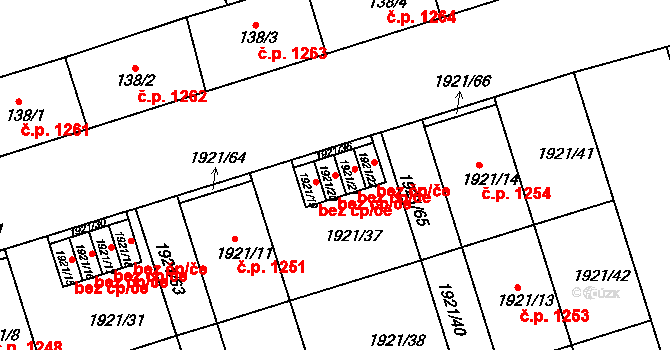 Teplice 42726280 na parcele st. 1921/20 v KÚ Teplice-Trnovany, Katastrální mapa