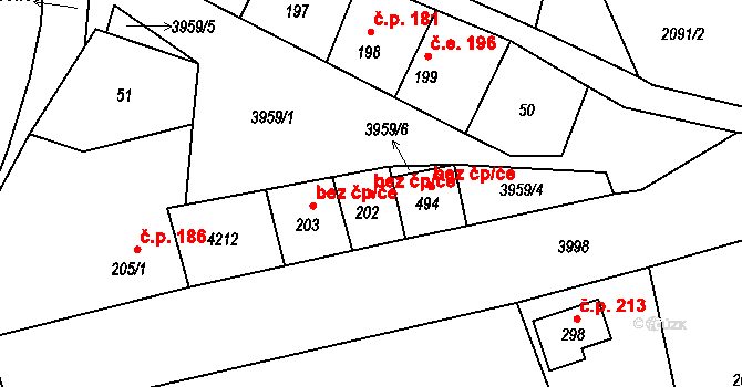 Mašťov 42859280 na parcele st. 202 v KÚ Mašťov, Katastrální mapa