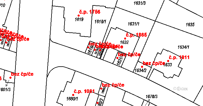 Teplice 45133280 na parcele st. 1631/2 v KÚ Teplice, Katastrální mapa