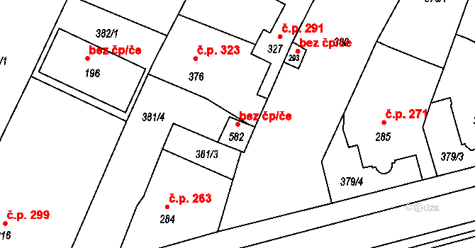 Staňkov 45237280 na parcele st. 582 v KÚ Staňkov-město, Katastrální mapa