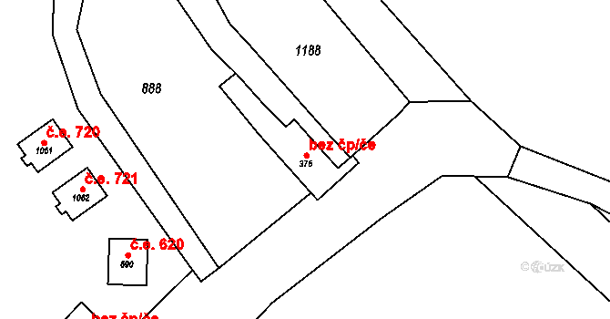 Šťáhlavy 46250280 na parcele st. 376 v KÚ Šťáhlavy, Katastrální mapa