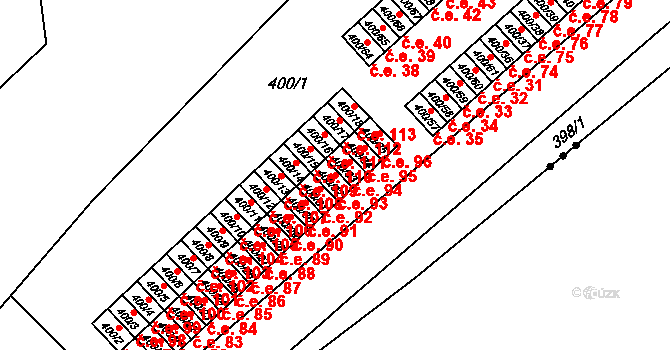 Vysokov 93 na parcele st. 400/32 v KÚ Vysokov, Katastrální mapa