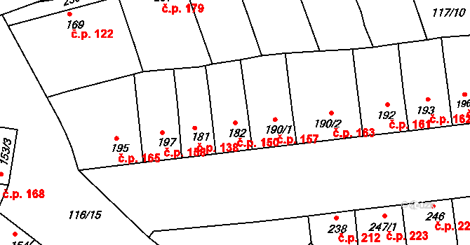 Kvačice 150, Uherský Ostroh na parcele st. 182 v KÚ Kvačice, Katastrální mapa