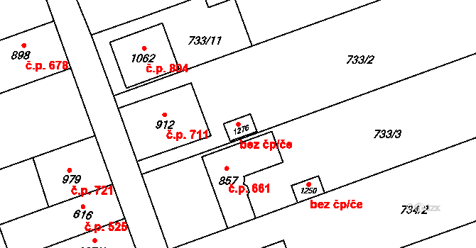 Tlumačov 48078280 na parcele st. 1276 v KÚ Tlumačov na Moravě, Katastrální mapa