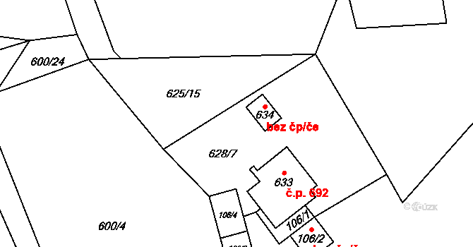 Hutisko-Solanec 48252280 na parcele st. 634 v KÚ Solanec pod Soláněm, Katastrální mapa