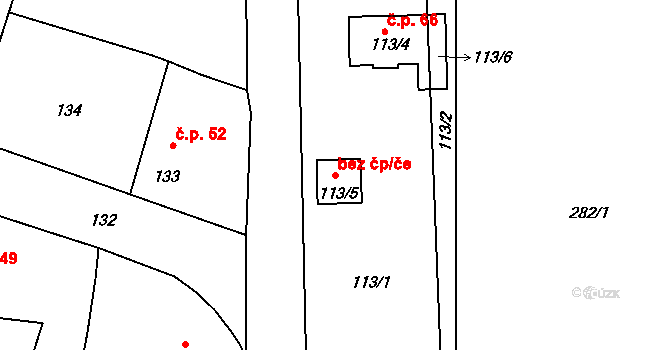 Narysov 48443280 na parcele st. 113/5 v KÚ Narysov, Katastrální mapa