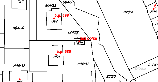 Kozlovice 49849280 na parcele st. 1290/1 v KÚ Kozlovice, Katastrální mapa
