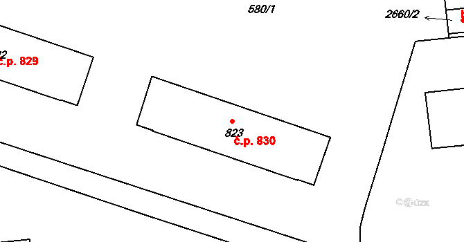 Milevsko 830 na parcele st. 823 v KÚ Milevsko, Katastrální mapa